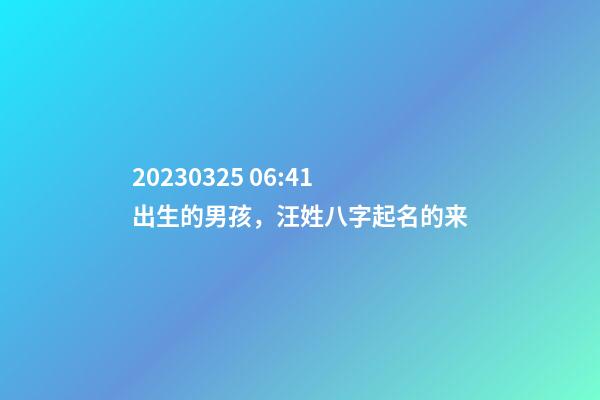2023.03.25 06:41出生的男孩，汪姓八字起名的来